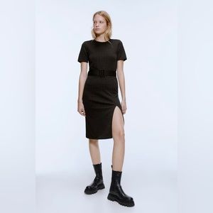 ZARA Green and Black Plaid Dress - Size Small
